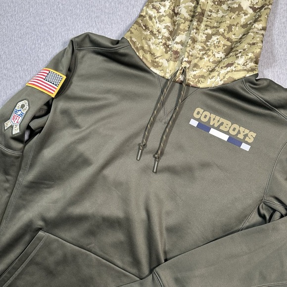 Nike Other - Dallas Cowboys Hoodie Mens M Green Camo Nike Salute To Service Dri Fit USA